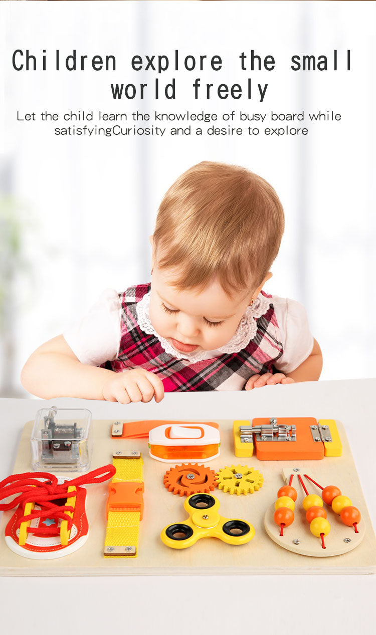 Montessori Busy Board for Kids – 10-in-1 Sensory Learning Toy with Beads, Fidget Spinner, Lacing & More – Educational Gift for Toddlers & Preschoolers