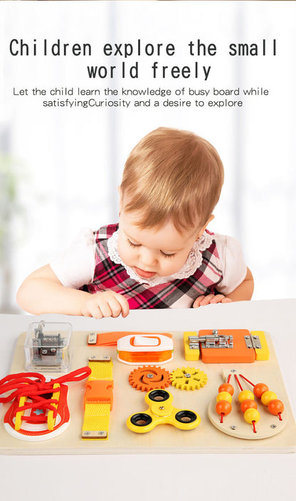 Montessori Busy Board for Kids – 10-in-1 Sensory Learning Toy with Beads, Fidget Spinner, Lacing & More – Educational Gift for Toddlers & Preschoolers