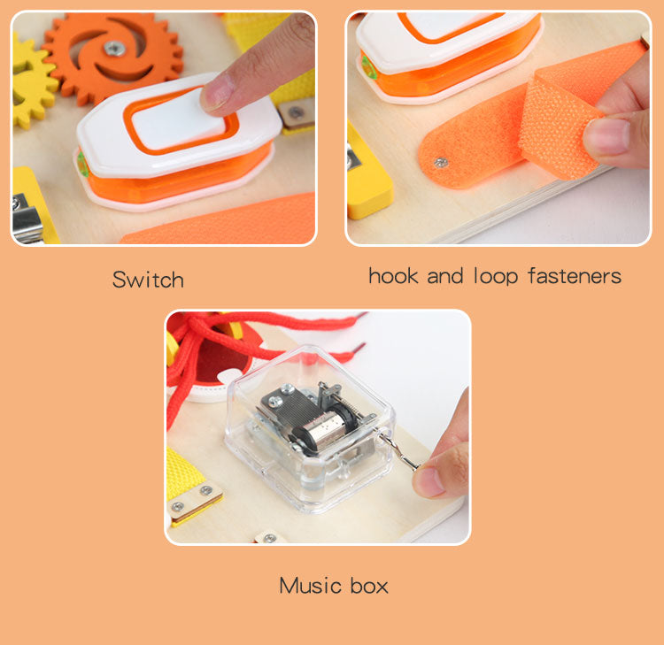 Montessori Busy Board for Kids – 10-in-1 Sensory Learning Toy with Beads, Fidget Spinner, Lacing & More – Educational Gift for Toddlers & Preschoolers