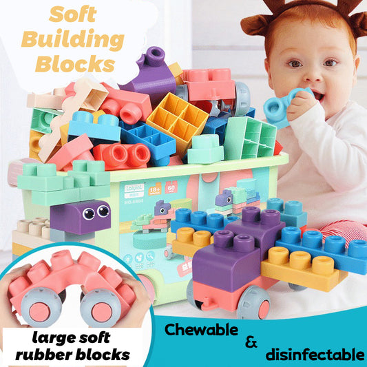 80PCS Soft Building Blocks for Toddlers - Non-Toxic Squishy Sensory Toys for Babies 6-12 Months, STEM Educational Stacking Blocks, Early Learning Toys for 1 2 3 Year Old Boys Girls