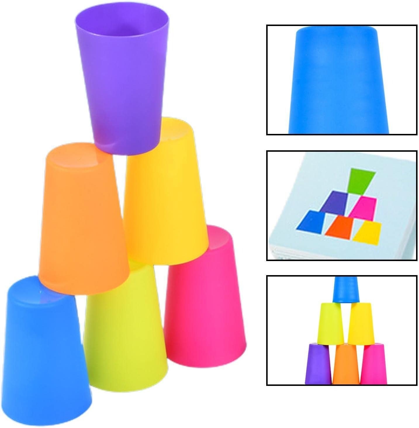 Speed Cups Game for Kids Ages 6+ | 2 Players Family Party Game | Quick-Thinking Stacking Challenge with 12 Cups, 54 Task Cards & Bell | Develop Hand-Eye Coordination & Reaction Skills
