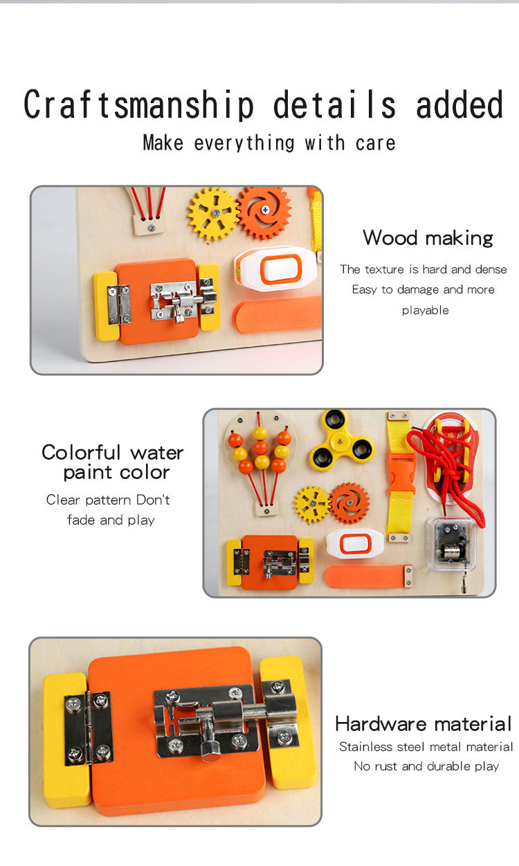 Montessori Busy Board for Kids – 10-in-1 Sensory Learning Toy with Beads, Fidget Spinner, Lacing & More – Educational Gift for Toddlers & Preschoolers