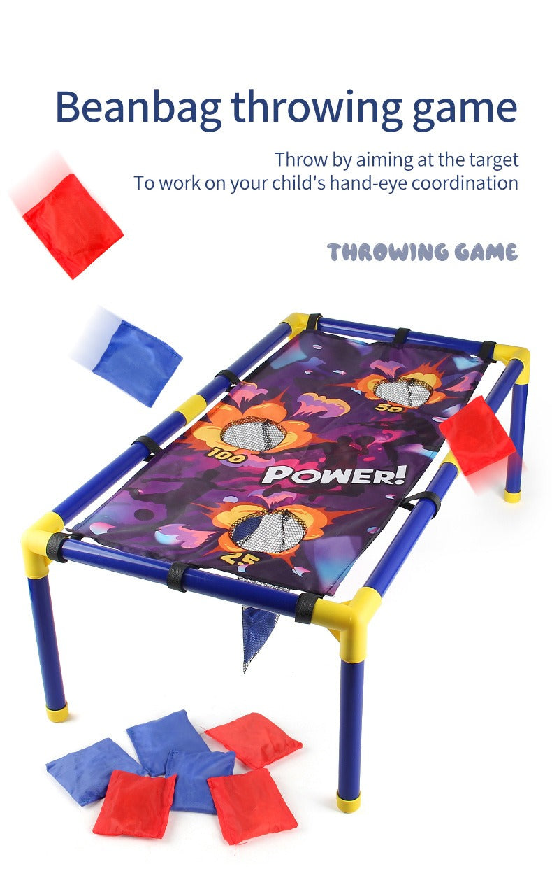 3-in-1 Kids' Carnival Game Set – Bean Bag Toss, Soft Dart Shooting & Ring Toss with 1 Blasters, 6 Foam Darts & 6 Bean Bags & 12 Hoops– Indoor/Outdoor Fun for Ages 5+ – Perfect Party Gift