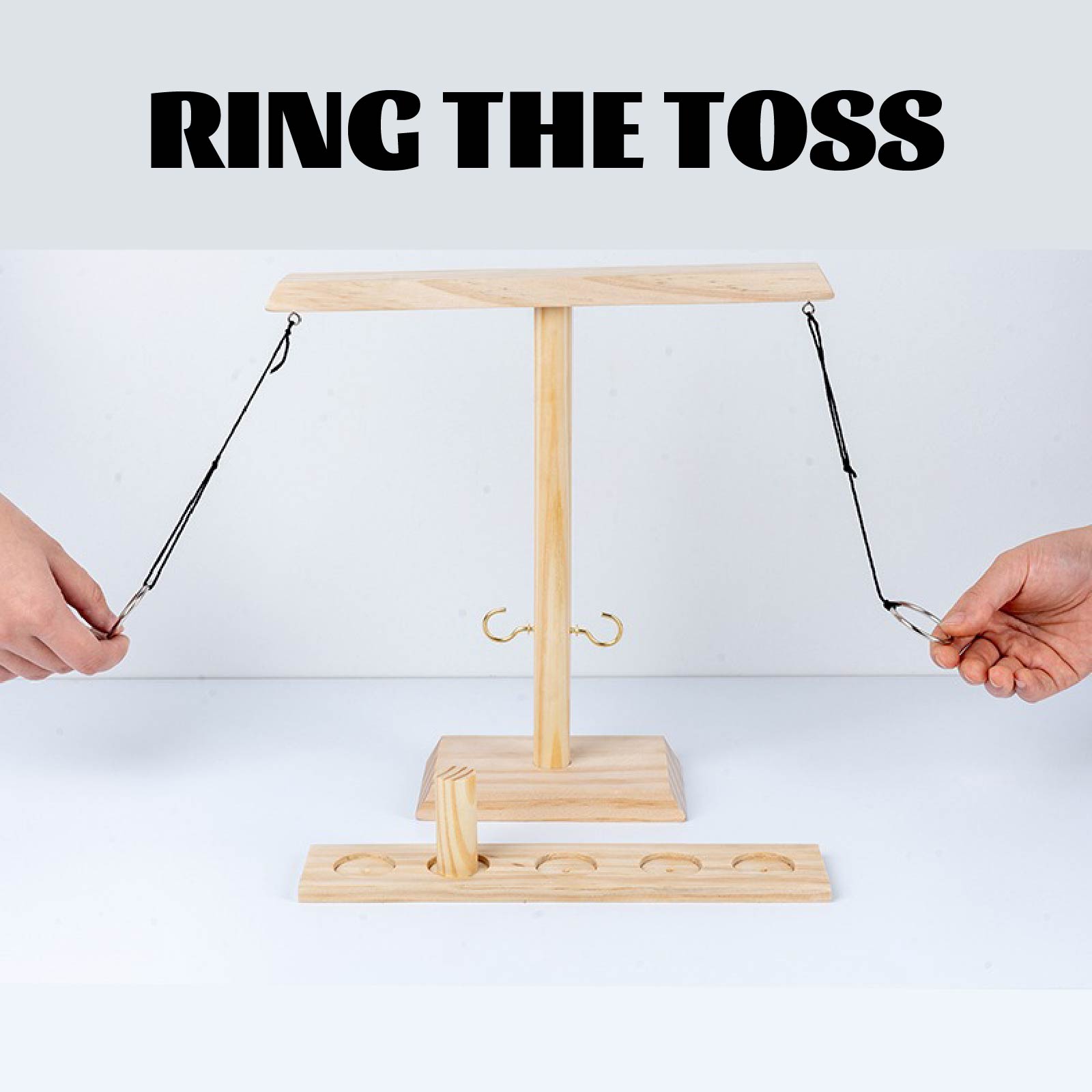 Handmade Wooden Ring Toss Game | Hook & Ring Interactive Tabletop Game for 2 Players | Indoor/Outdoor Family Party Game | Ideal for Adults & Kids Ages 8+