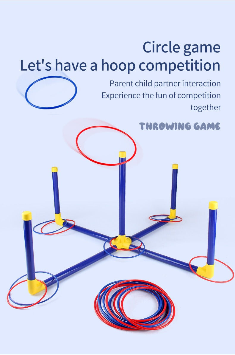 3-in-1 Kids' Carnival Game Set – Bean Bag Toss, Soft Dart Shooting & Ring Toss with 1 Blasters, 6 Foam Darts & 6 Bean Bags & 12 Hoops– Indoor/Outdoor Fun for Ages 5+ – Perfect Party Gift