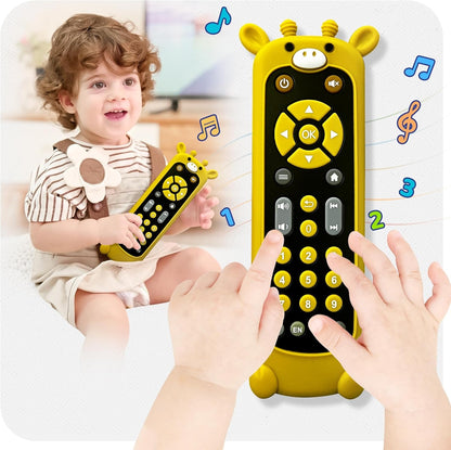 Baby Remote Control Toy with Koala Giraffe Cat Monkey Silicone Cover - Educational Musical Baby Toddler Toy with Realistic Games, Lights and Sounds - 6, 9, 12, 18 Months Boy Girl Gift