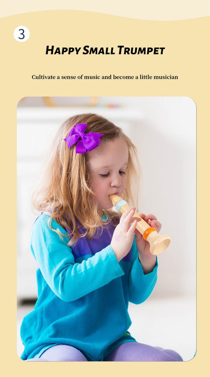 Montessori Wooden 7-Piece Orff Instrument Set for Kids - Includes Xylophone, Double Bells, Trumpet, Rain Stick, Triangle, Drum & Maracas - Educational Early Music Toys for Ages 18 Months+