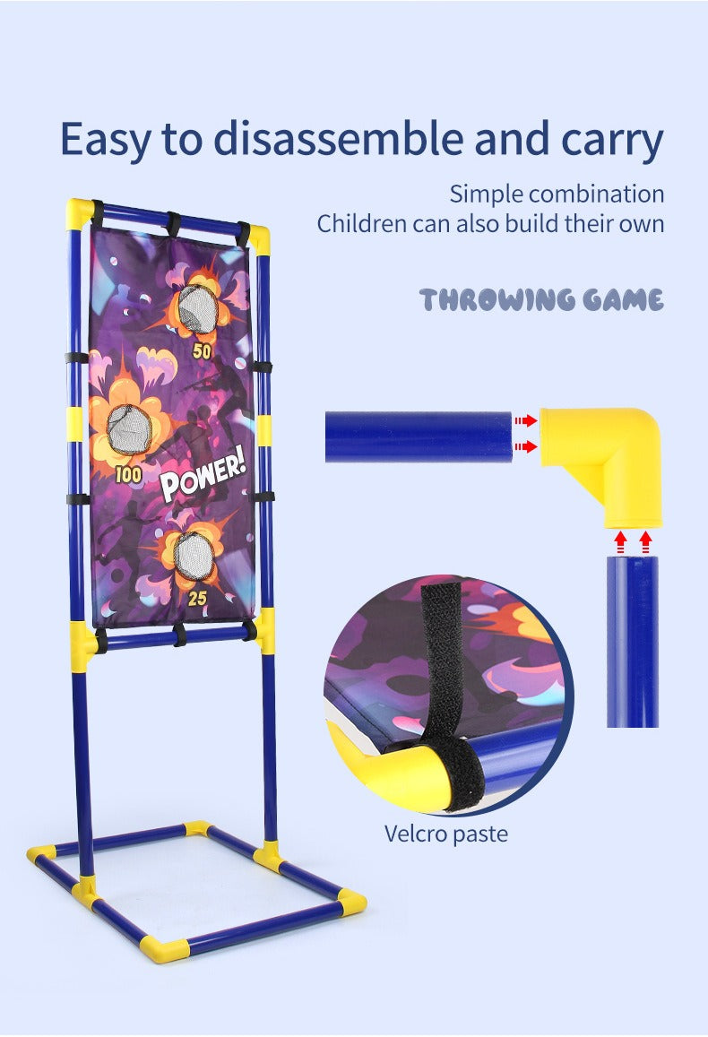3-in-1 Kids' Carnival Game Set – Bean Bag Toss, Soft Dart Shooting & Ring Toss with 1 Blasters, 6 Foam Darts & 6 Bean Bags & 12 Hoops– Indoor/Outdoor Fun for Ages 5+ – Perfect Party Gift