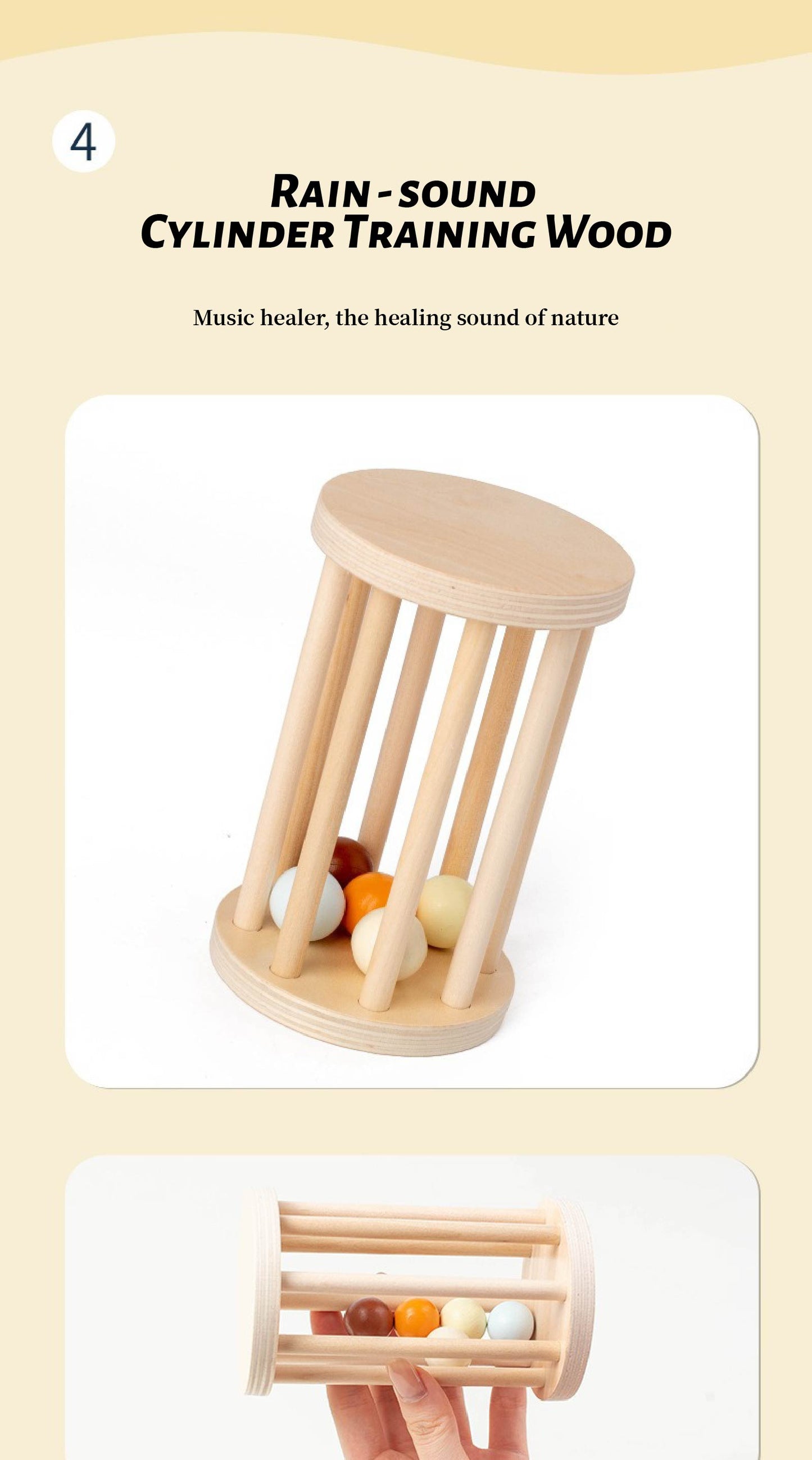 Montessori Wooden 7-Piece Orff Instrument Set for Kids - Includes Xylophone, Double Bells, Trumpet, Rain Stick, Triangle, Drum & Maracas - Educational Early Music Toys for Ages 18 Months+
