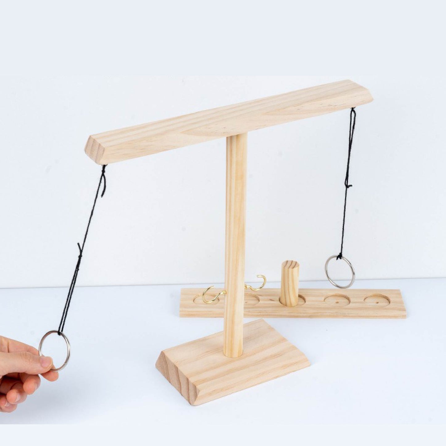 Handmade Wooden Ring Toss Game | Hook & Ring Interactive Tabletop Game for 2 Players | Indoor/Outdoor Family Party Game | Ideal for Adults & Kids Ages 8+