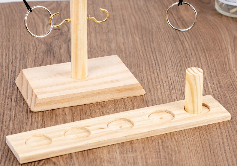 Handmade Wooden Ring Toss Game | Hook & Ring Interactive Tabletop Game for 2 Players | Indoor/Outdoor Family Party Game | Ideal for Adults & Kids Ages 8+