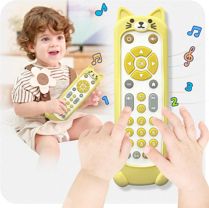 Baby Remote Control Toy with Koala Giraffe Cat Monkey Silicone Cover - Educational Musical Baby Toddler Toy with Realistic Games, Lights and Sounds - 6, 9, 12, 18 Months Boy Girl Gift