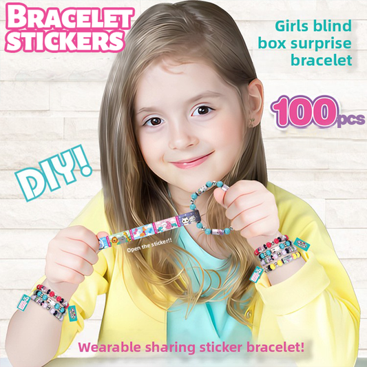 100+ Holographic Wearable Shareable Sticker Bracelet Set | with Mystery Rare Sticker Rolls | DIY Kawaii Surprise Toy for Girls