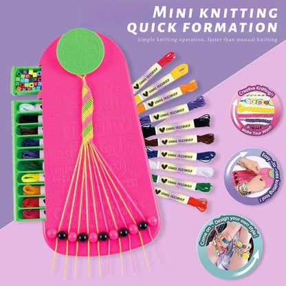 DIY Friendship Bracelet Maker Kit with Letter Beads – Cotton Thread Weaving Set for Kids Age 6+ – Includes Weaving Board, 10 Colored Threads & Alphabet Beads