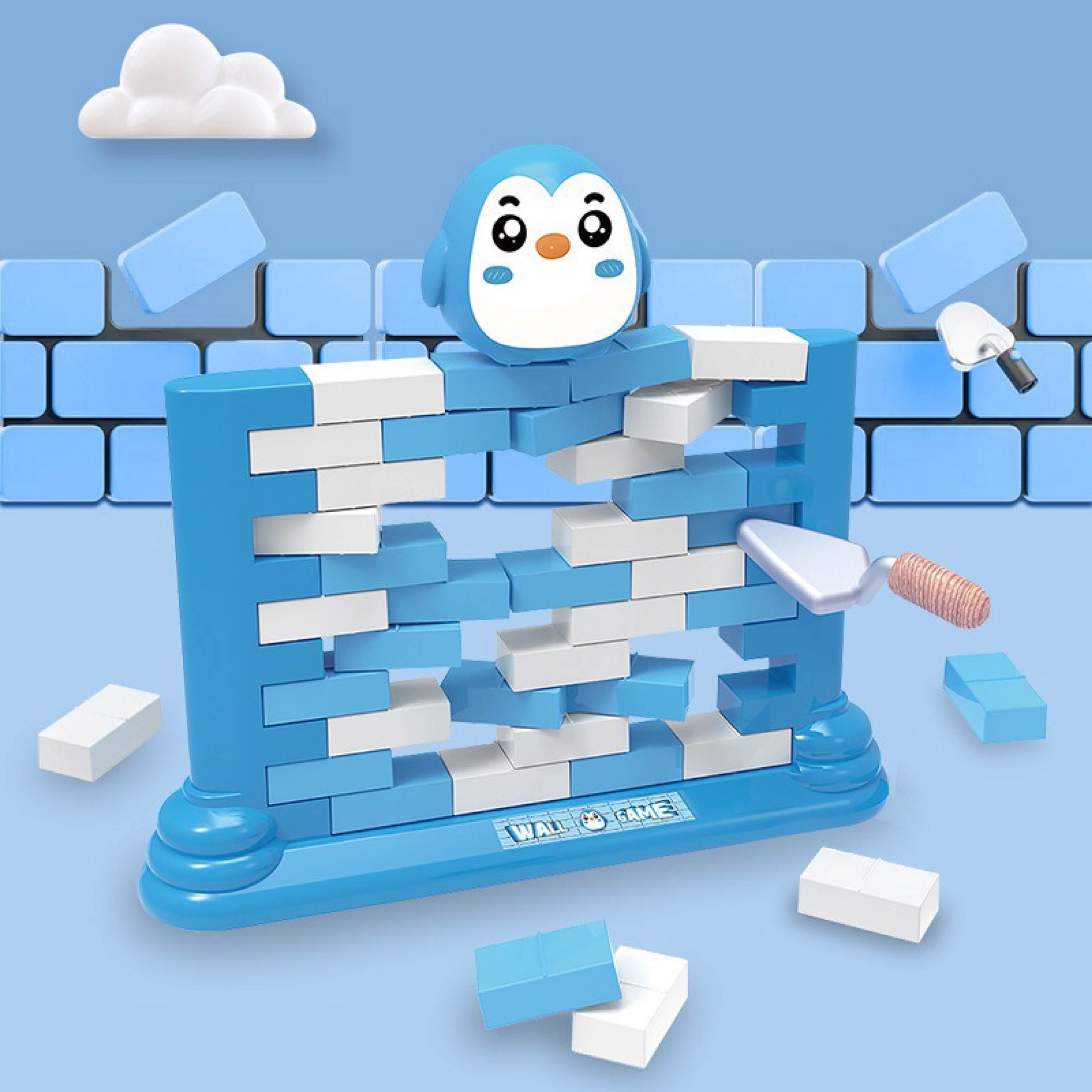 3D Ice Block Penguin Tapping Mini Game - Mini Brick Pushing Educational Toy for Kids & Adults - Family Interactive Board Game with Safe Materials