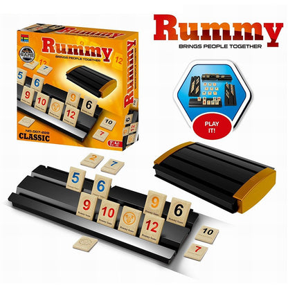 Strategy Rummy Game Set for 2-4 Players – Israeli Mahjong-Style Tiles with Upgraded Plastic Racks – Enhanced Thickness & Modern Design – Classic Strategy Game for Family