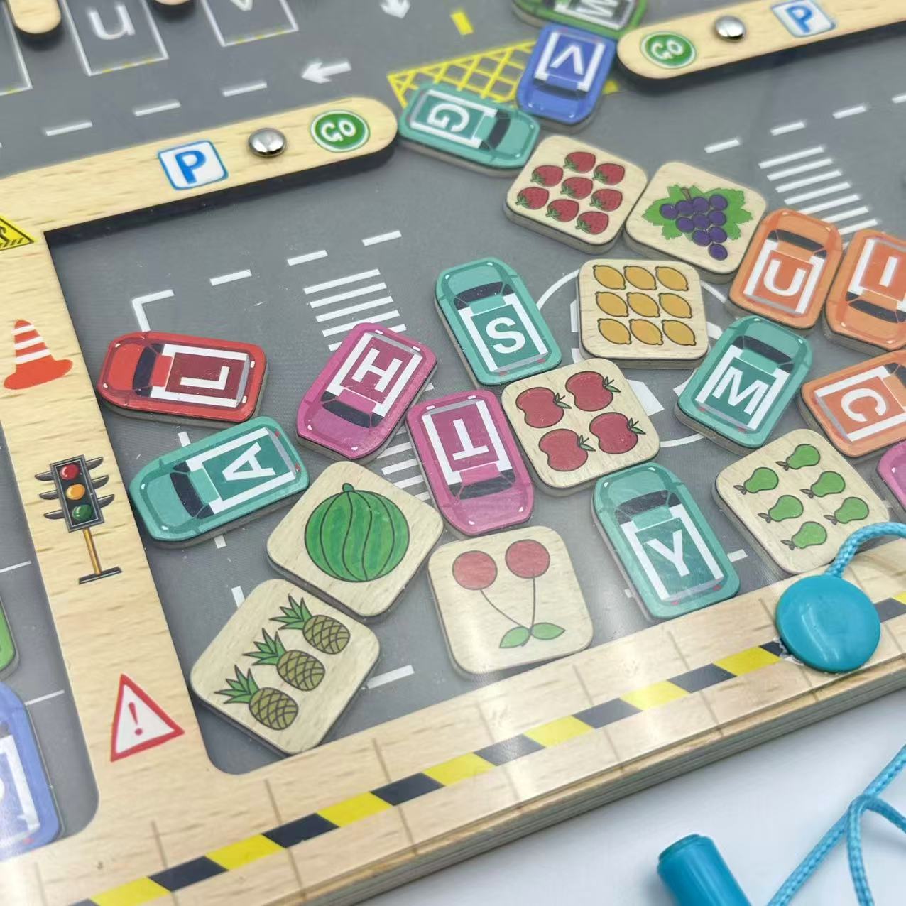 Designed for 3 - 5-Year-Olds! Magnetic Alphabet Maze + Parking Lot - Educational Learning Toy for Effortless Letter and Color Learning, Improving Hand Dexterity