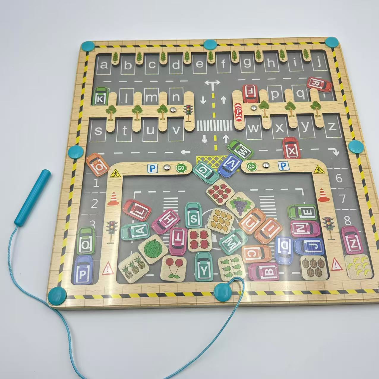 Designed for 3 - 5-Year-Olds! Magnetic Alphabet Maze + Parking Lot - Educational Learning Toy for Effortless Letter and Color Learning, Improving Hand Dexterity