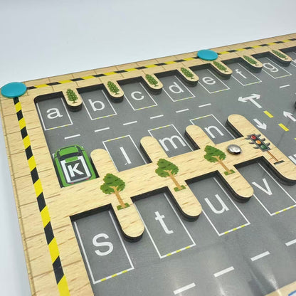 Designed for 3 - 5-Year-Olds! Magnetic Alphabet Maze + Parking Lot - Educational Learning Toy for Effortless Letter and Color Learning, Improving Hand Dexterity
