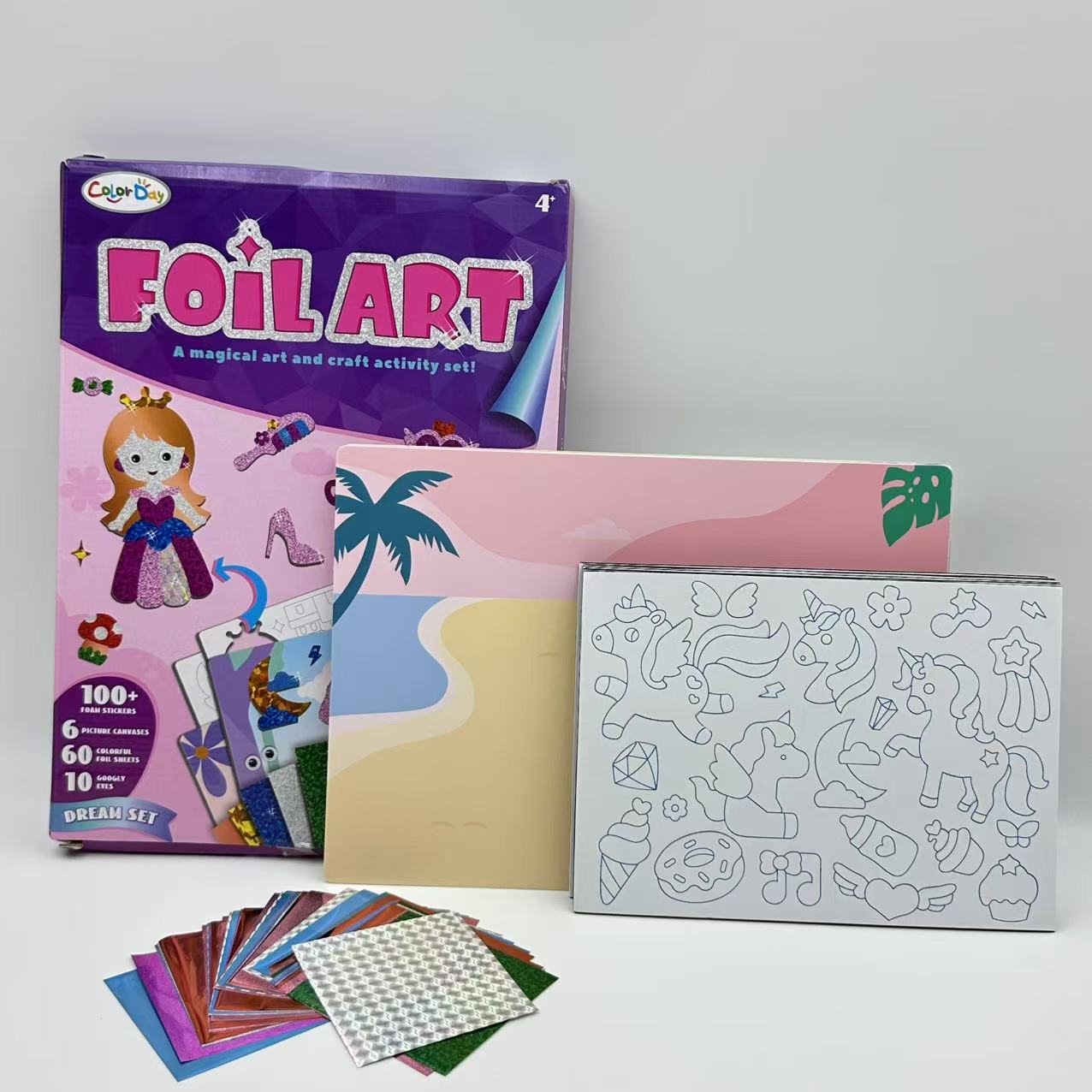 Mess-Free Arts and Crafts Set for Kids (Unicorn & Princess Foil Theme) | DIY Creative Activity Toy | Travel/Birthday Gift for 4 5 6 7 8 9 Year Old Boys & Girls