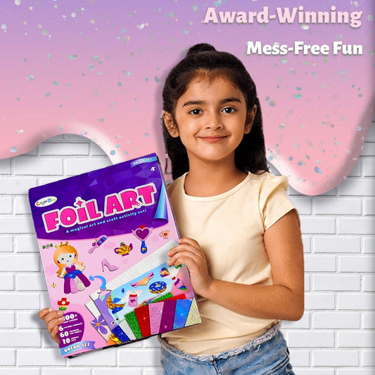 Mess-Free Arts and Crafts Set for Kids (Unicorn & Princess Foil Theme) | DIY Creative Activity Toy | Travel/Birthday Gift for 4 5 6 7 8 9 Year Old Boys & Girls