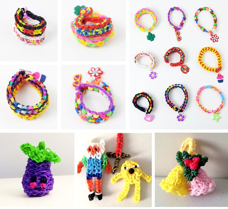 4500-Piece Rainbow Kit  – 3-Layer Box Includes 4500 Rubber Bands, 2 Slingshots, 6 Hooks & Charms – DIY Friendship Bracelet Making Set for Kids Age 5+