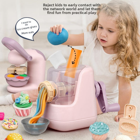 Children's Colorful Clay Toy Set  12 Colors   Noodle Maker  ice cream maker hamburger machine DIY Handmade Clay Tools  Suitable for ages 3+