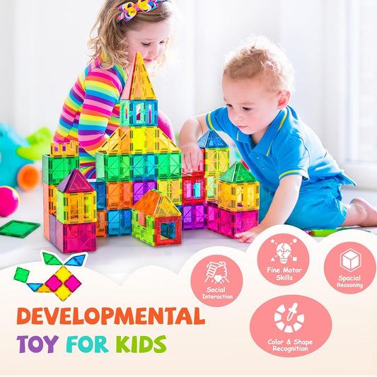 3D Magnetic Building Blocks Set, Kids' STEM Magnetic Construction Toy, Essential for Learning and fun of Boys and Girls Aged 3