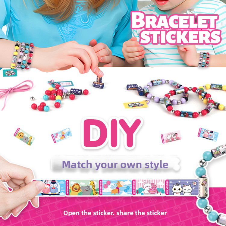 100+ Holographic Wearable Shareable Sticker Bracelet Set | with Mystery Rare Sticker Rolls | DIY Kawaii Surprise Toy for Girls