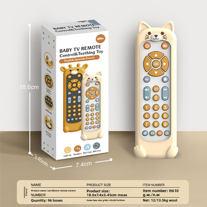 Baby Remote Control Toy with Koala Giraffe Cat Monkey Silicone Cover - Educational Musical Baby Toddler Toy with Realistic Games, Lights and Sounds - 6, 9, 12, 18 Months Boy Girl Gift