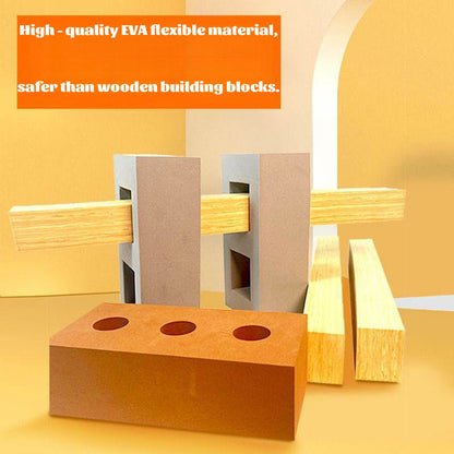 EVA Foam Construction Bricks for Kids | Realistic Grey Double-Hole Building Blocks | Indoor/Outdoor Educational Toy for Toddlers & Preschoolers | 24-Piece Set