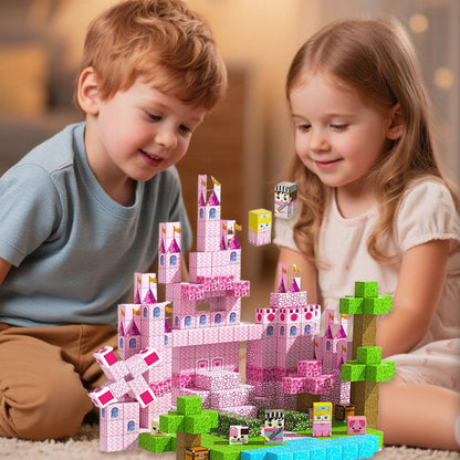 Magnetic STEM Building Blocks Set (100 Cubes Tiles) | Build Princess Castles & Gardens | 3-10 Year Old Kids Birthday Easter Toy Gift