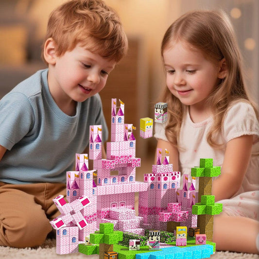 Magnetic STEM Building Blocks Set (100 Cubes Tiles) | Build Princess Castles & Gardens | 3-10 Year Old Kids Birthday Easter Toy Gift