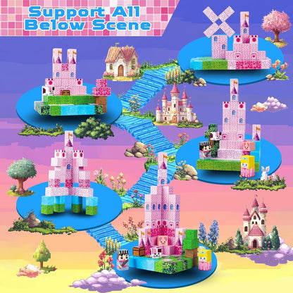 Magnetic STEM Building Blocks Set (100 Cubes Tiles) | Build Princess Castles & Gardens | 3-10 Year Old Kids Birthday Easter Toy Gift