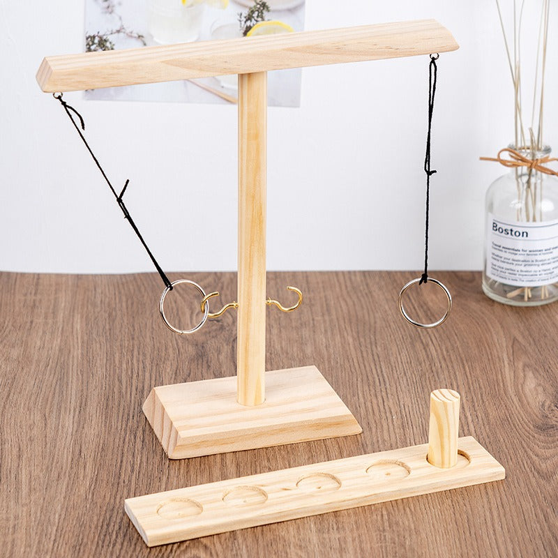 Handmade Wooden Ring Toss Game | Hook & Ring Interactive Tabletop Game for 2 Players | Indoor/Outdoor Family Party Game | Ideal for Adults & Kids Ages 8+
