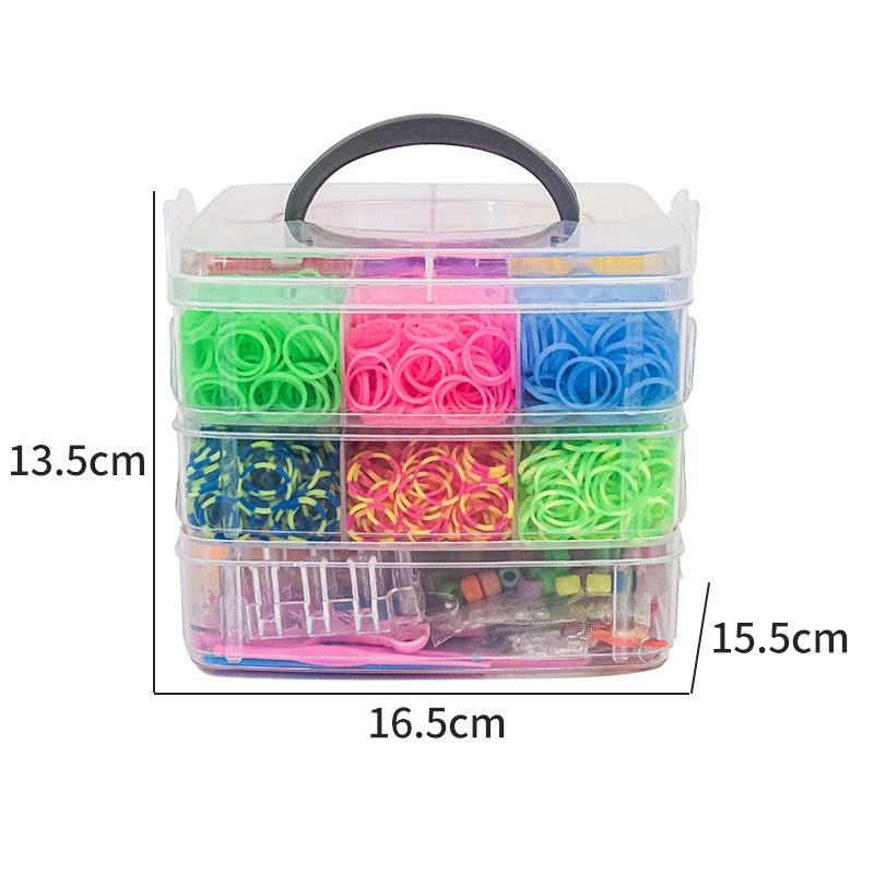 4500-Piece Rainbow Kit  – 3-Layer Box Includes 4500 Rubber Bands, 2 Slingshots, 6 Hooks & Charms – DIY Friendship Bracelet Making Set for Kids Age 5+