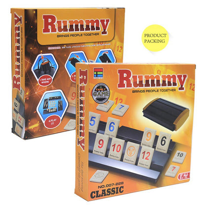 Strategy Rummy Game Set for 2-4 Players – Israeli Mahjong-Style Tiles with Upgraded Plastic Racks – Enhanced Thickness & Modern Design – Classic Strategy Game for Family