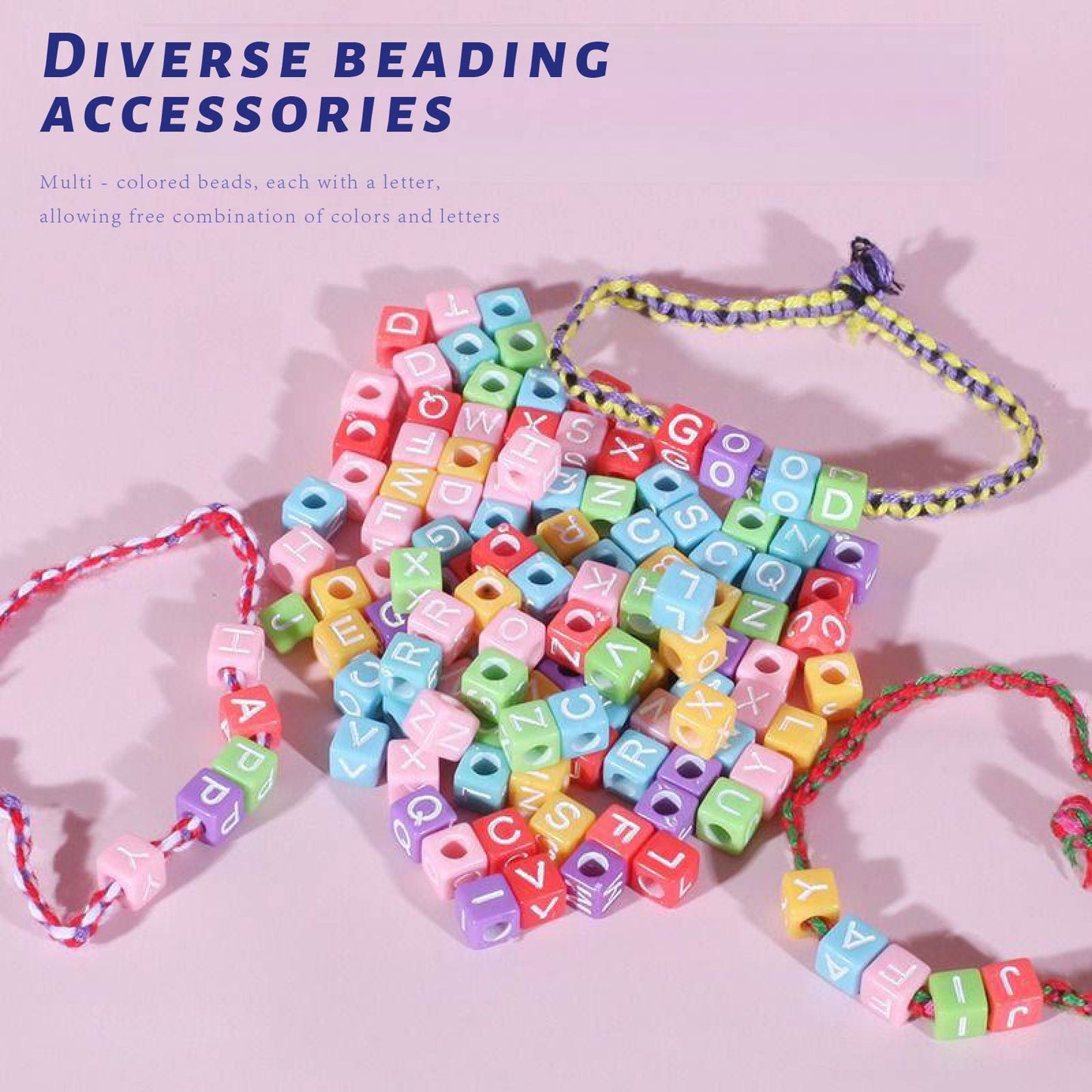 DIY Friendship Bracelet Maker Kit with Letter Beads – Cotton Thread Weaving Set for Kids Age 6+ – Includes Weaving Board, 10 Colored Threads & Alphabet Beads