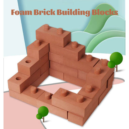 EVA Foam Construction Bricks for Kids | Realistic Grey Double-Hole Building Blocks | Indoor/Outdoor Educational Toy for Toddlers & Preschoolers | 24-Piece Set