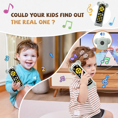 Baby Remote Control Toy with Koala Giraffe Cat Monkey Silicone Cover - Educational Musical Baby Toddler Toy with Realistic Games, Lights and Sounds - 6, 9, 12, 18 Months Boy Girl Gift