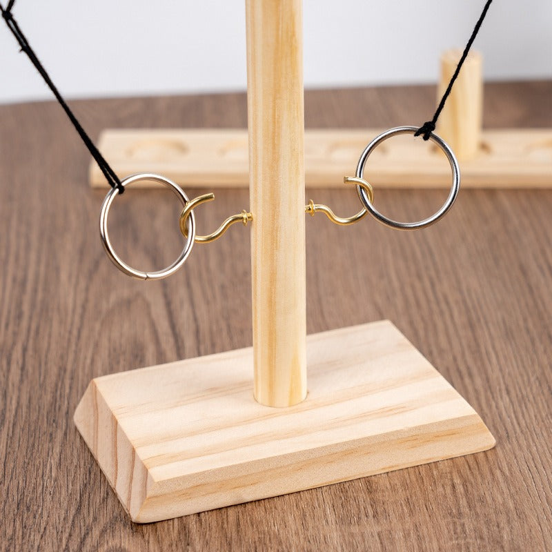 Handmade Wooden Ring Toss Game | Hook & Ring Interactive Tabletop Game for 2 Players | Indoor/Outdoor Family Party Game | Ideal for Adults & Kids Ages 8+
