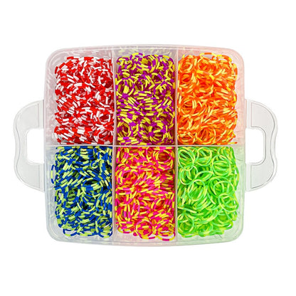 4500-Piece Rainbow Kit  – 3-Layer Box Includes 4500 Rubber Bands, 2 Slingshots, 6 Hooks & Charms – DIY Friendship Bracelet Making Set for Kids Age 5+