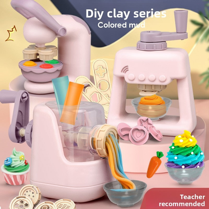 Children's Colorful Clay Toy Set  12 Colors   Noodle Maker  ice cream maker hamburger machine DIY Handmade Clay Tools  Suitable for ages 3+