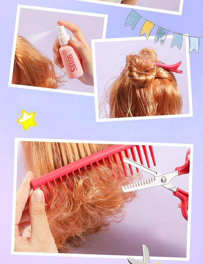 39-Piece Kids Hairdressing Set with Realistic Blow Dryer – Pretend Play Beauty Salon Toys Including 20 Hair Ties, Styling Tools & Gift Box – Ideal for Girls Age 3+