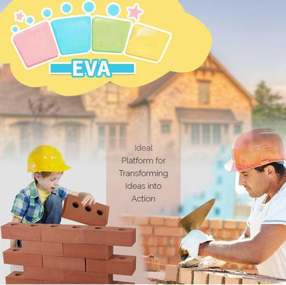 EVA Foam Construction Bricks for Kids | Realistic Grey Double-Hole Building Blocks | Indoor/Outdoor Educational Toy for Toddlers & Preschoolers | 24-Piece Set
