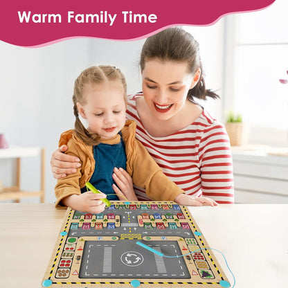 Designed for 3 - 5-Year-Olds! Magnetic Alphabet Maze + Parking Lot - Educational Learning Toy for Effortless Letter and Color Learning, Improving Hand Dexterity