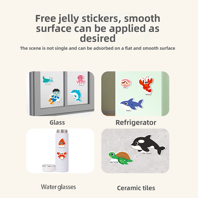 Reusable 3D Puffy Jelly Sticker Book｜Early Learning Educational Toy for Kids｜Waterproof Animal, Dinosaur & Ocean Scene Stickers (Ages 3-6)