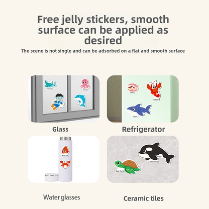 Reusable 3D Puffy Jelly Sticker Book｜Early Learning Educational Toy for Kids｜Waterproof Animal, Dinosaur & Ocean Scene Stickers (Ages 3-6)