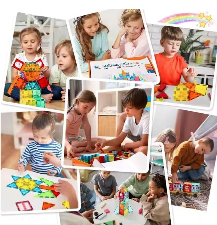 3D Magnetic Building Blocks Set, Kids' STEM Magnetic Construction Toy, Essential for Learning and fun of Boys and Girls Aged 3