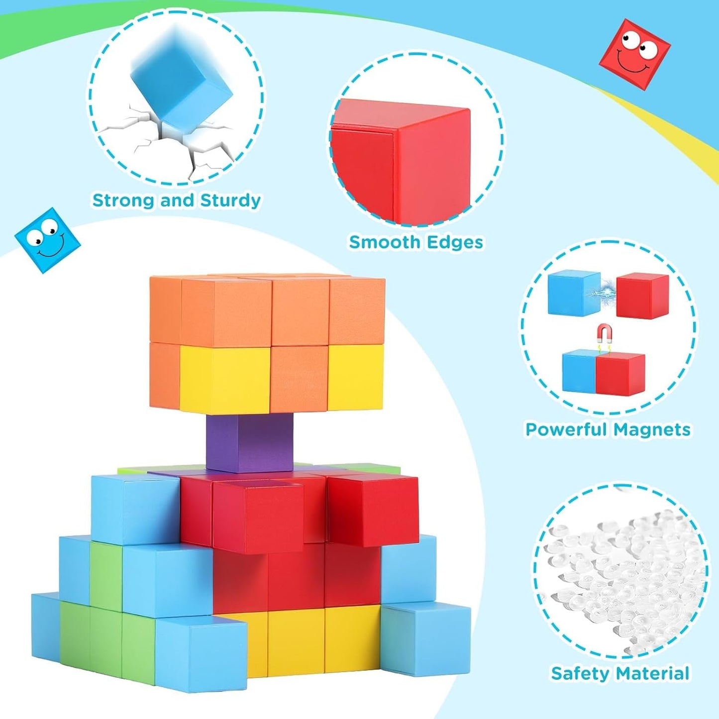 Magnetic Cube Building Blocks | Suitable for Ages 3-8, Digital + STEM Educational Construction Toy, Perfect Gift for Early Learning